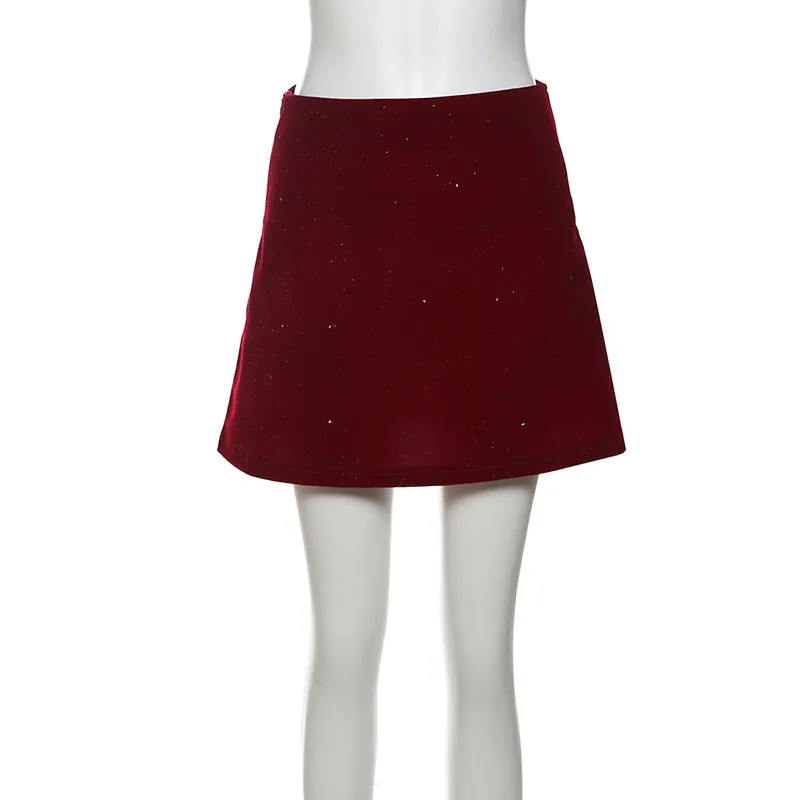 A line glitter solid mini skirt