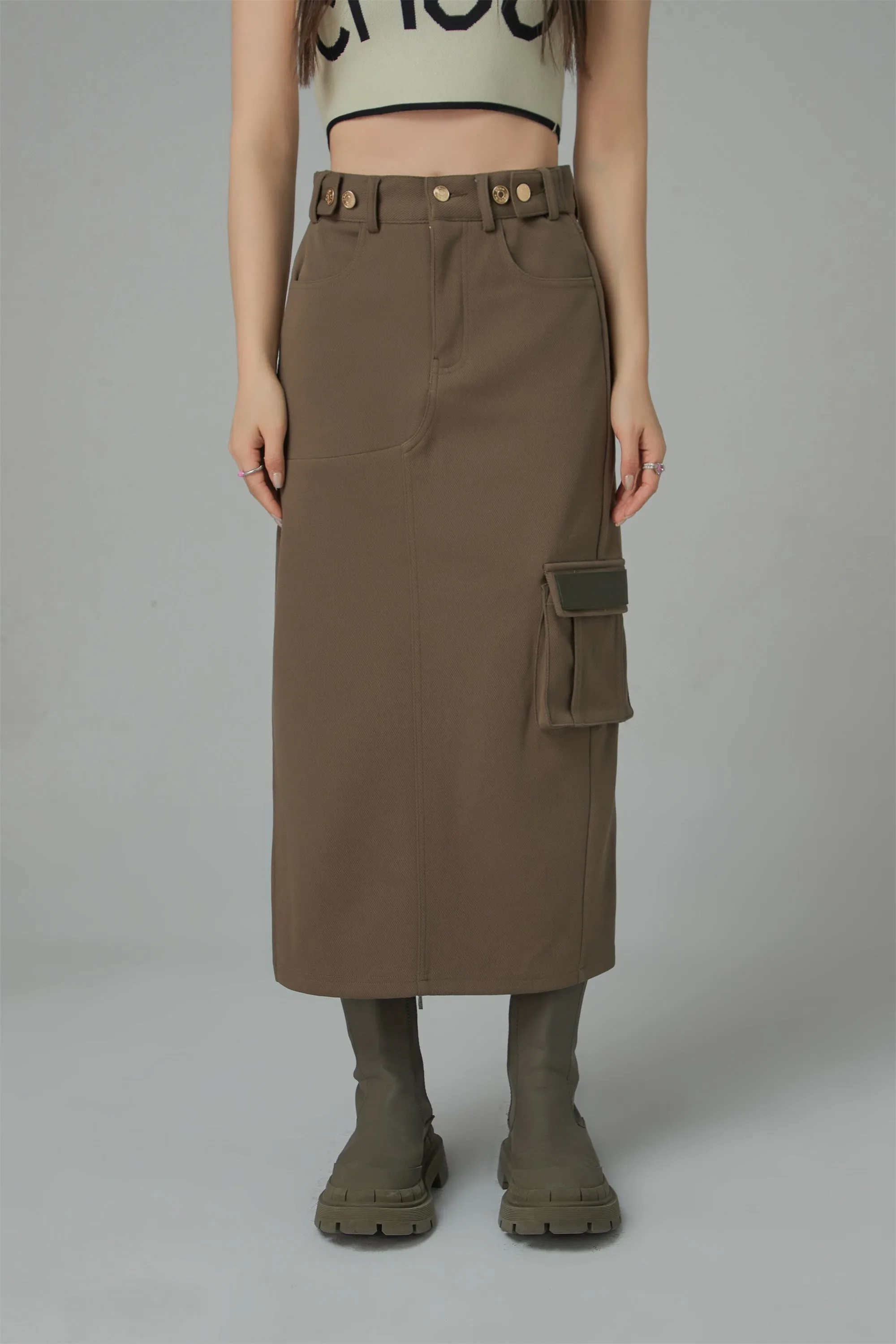 A New Thing Split A-Line Cargo Skirt