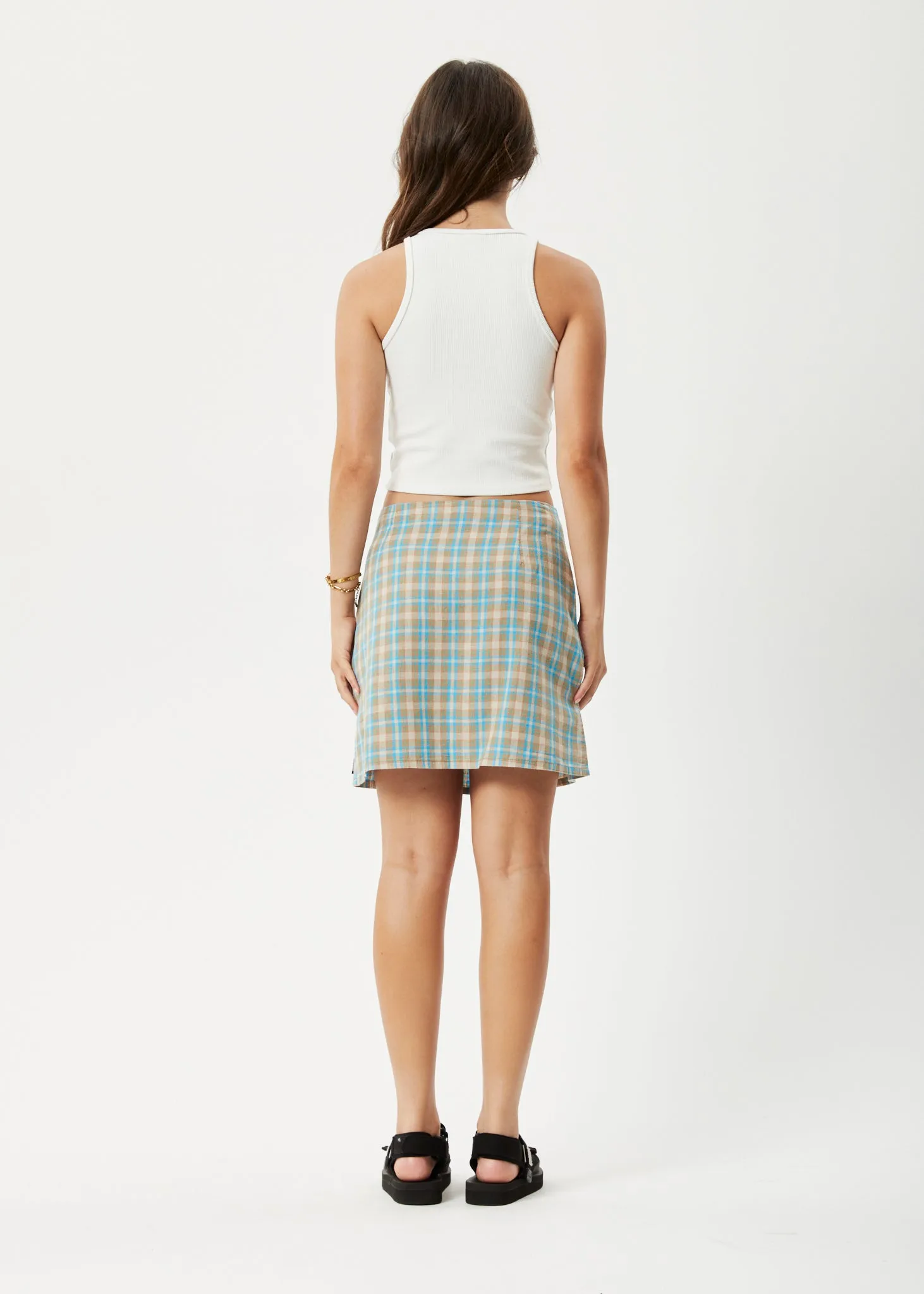 AFENDS Womens Millie - Mini Skirt - Tan Check