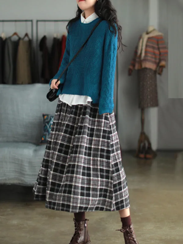 Artistic Retro Plaid A-Line Skirt