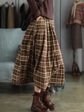 Artistic Retro Plaid A-Line Skirt