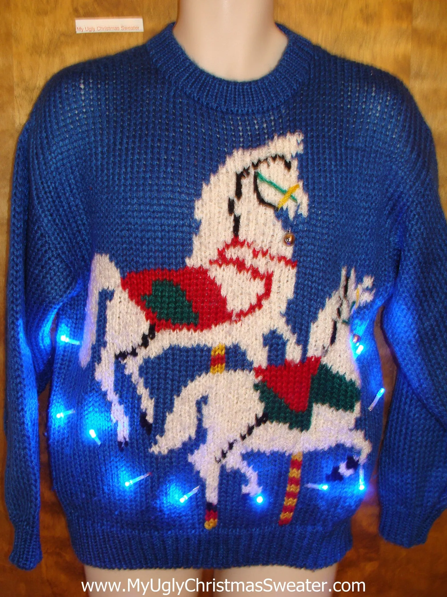 BEST 80s Carousel Horse Tacky Xmas Sweater with Lights