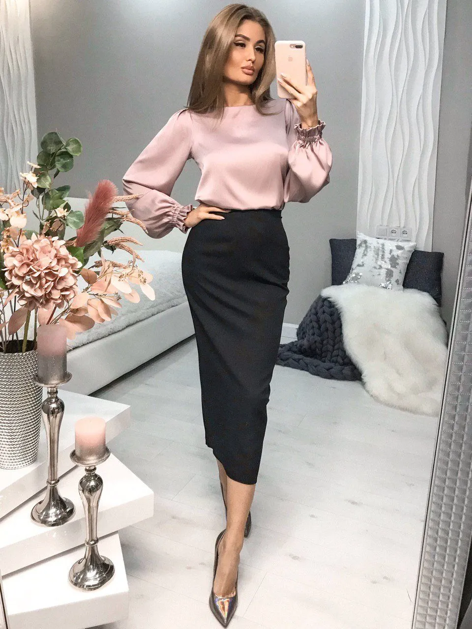 Black High Waist Pencil Skirt