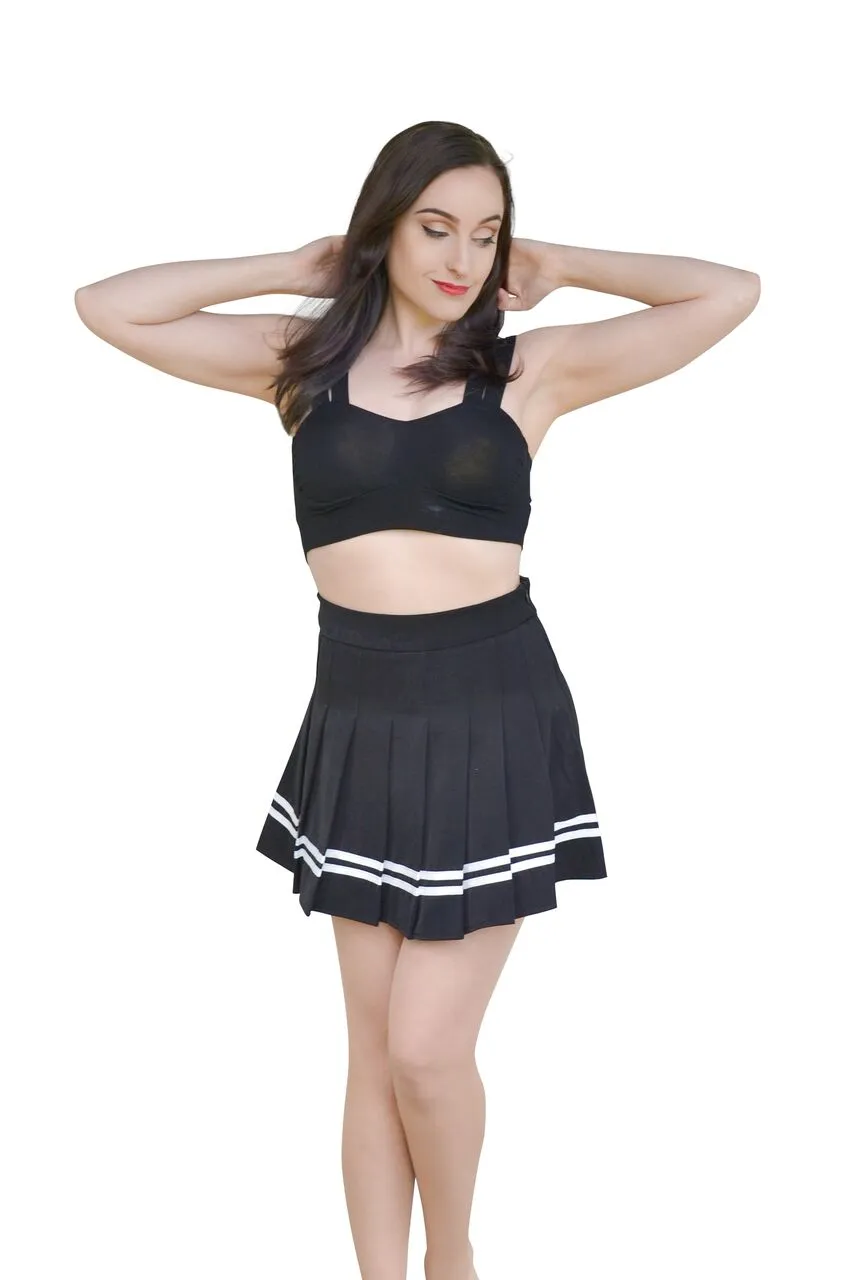 Black Tennis Pleat Skirt