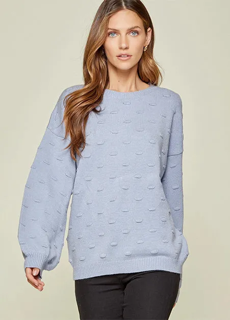 Blue Pom Pom Sweater