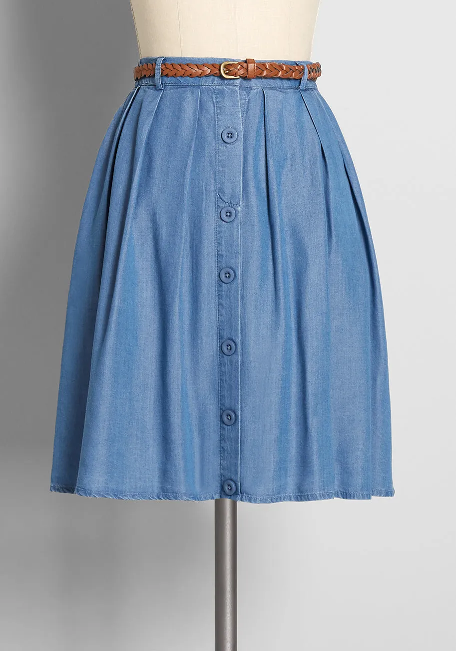 Bookstore's Best Chambray A-Line Skirt