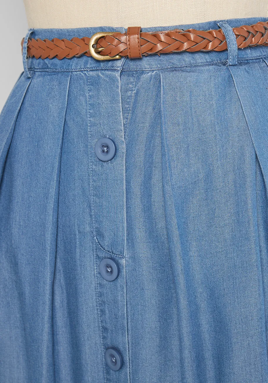 Bookstore's Best Chambray A-Line Skirt