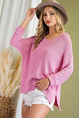 Bubble Gum Crew Neck Knit Sweater