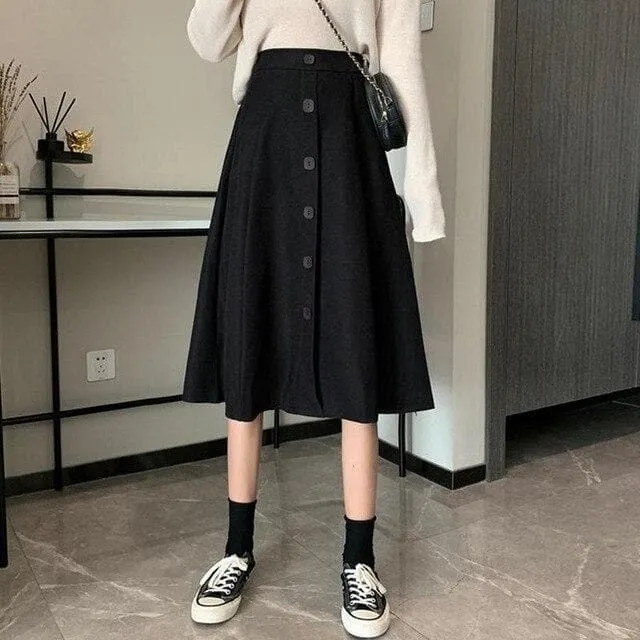 Buttoned High-Waist Skirt (S to 4XL!)