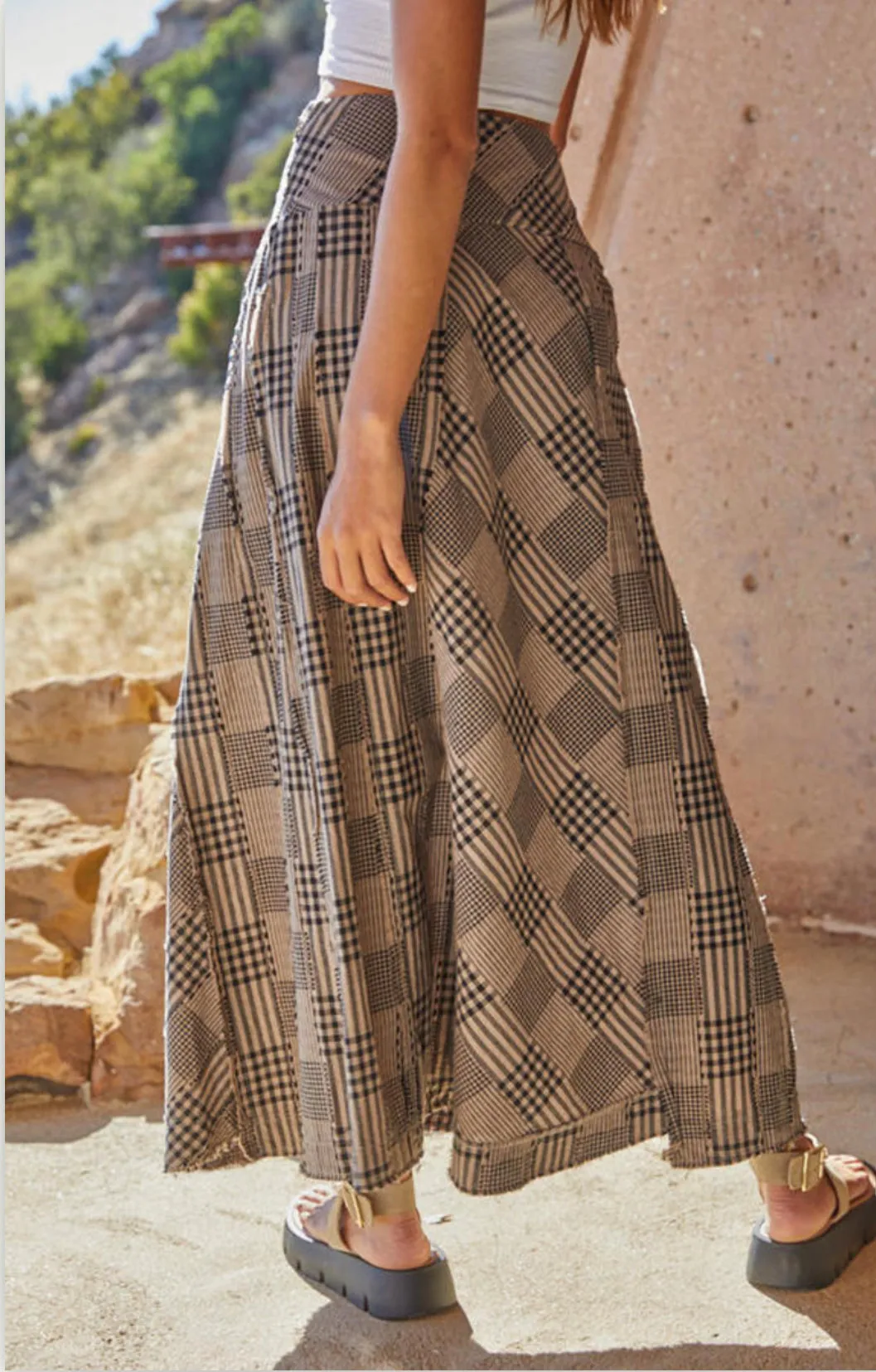 By Together Byrdie Plaid Woven Maxi Skirt