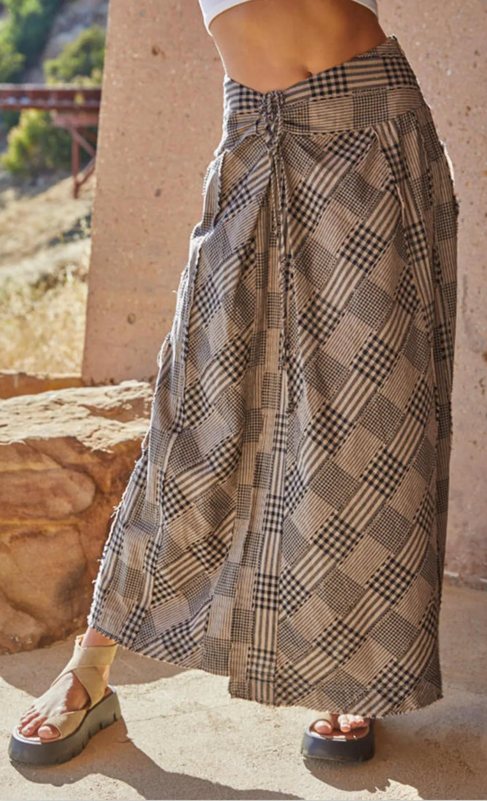 By Together Byrdie Plaid Woven Maxi Skirt