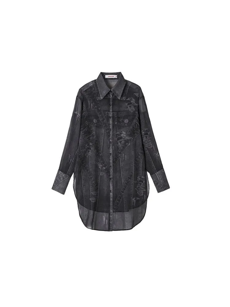 Chiffon Long Shirt Blouse Shirt【s0000009869】