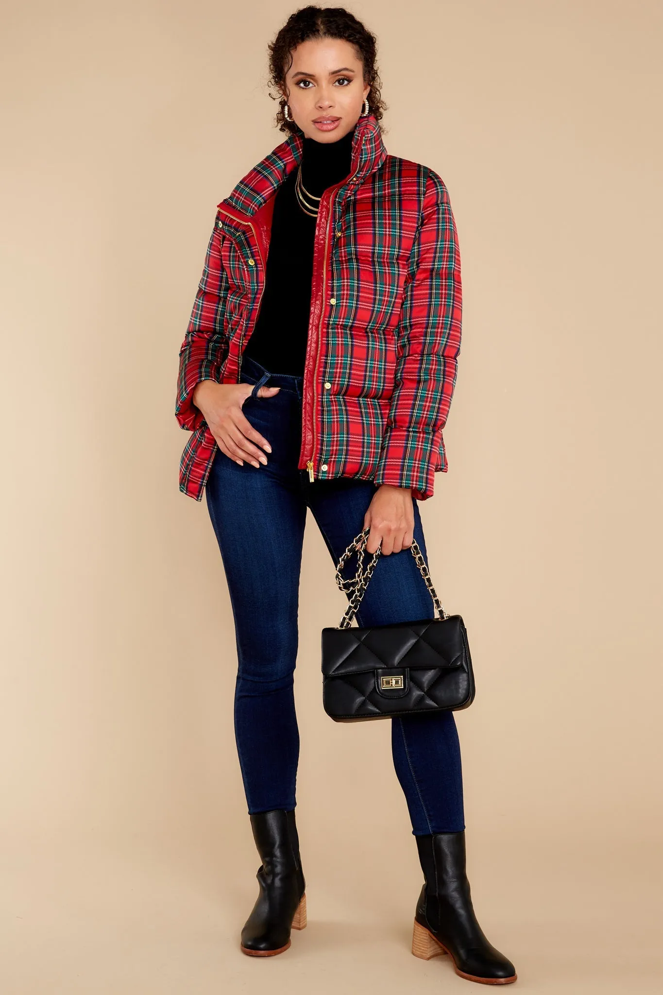 Cole Tartan Plaid Puffer Coat