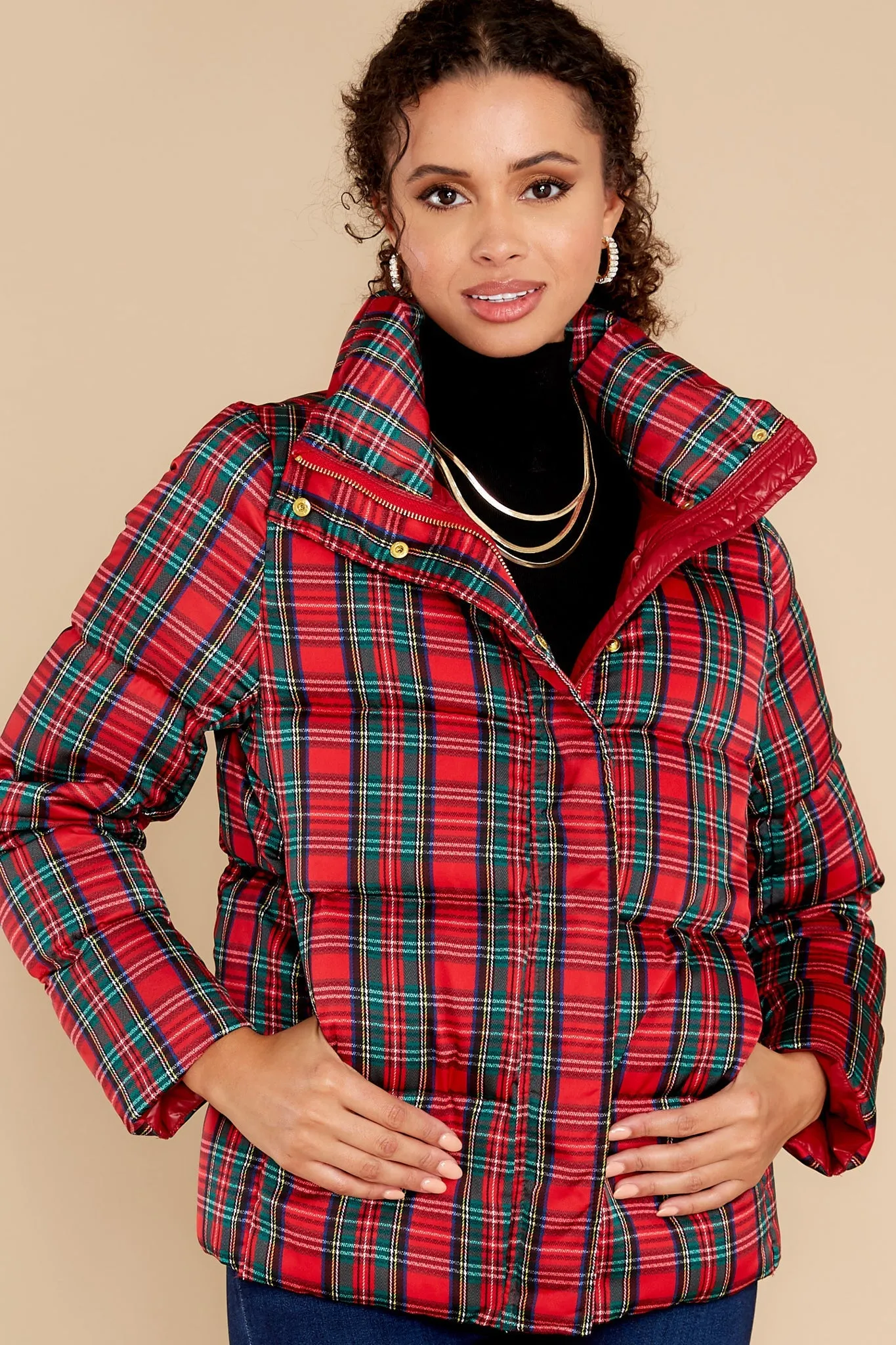 Cole Tartan Plaid Puffer Coat