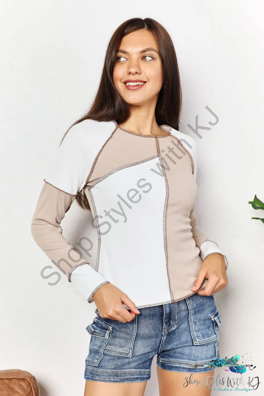 Color Block Exposed Seam Top