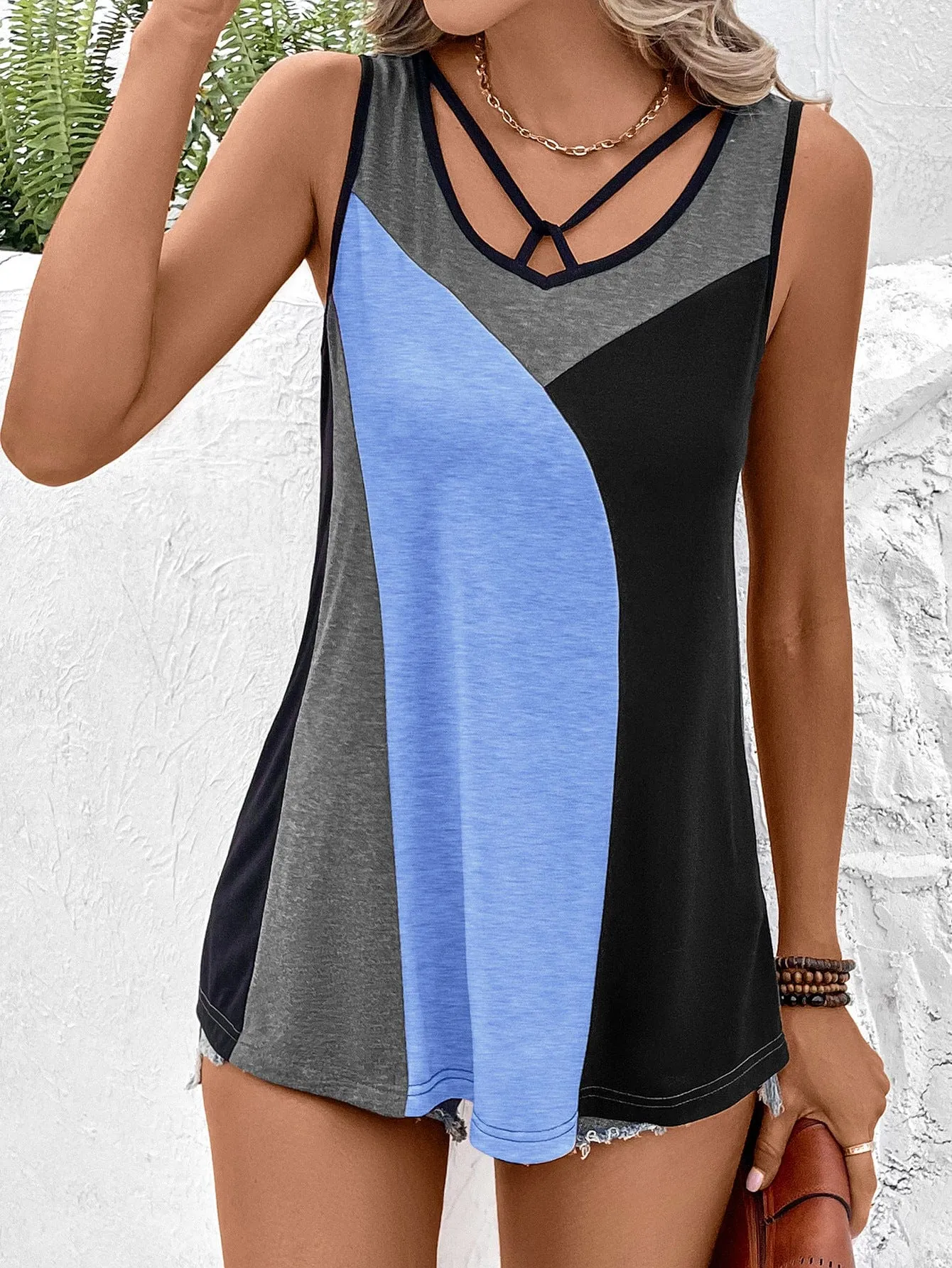 Color Block Tank Top