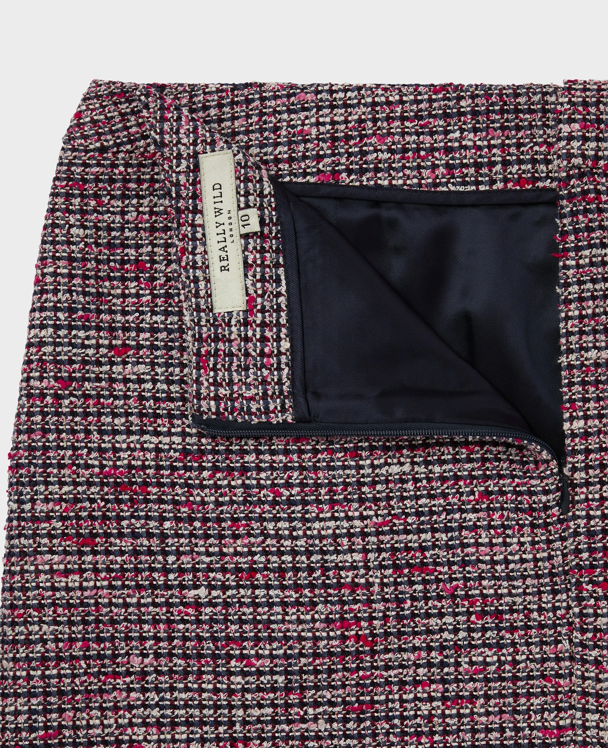 Cotton Blend Tweed A-Line Skirt