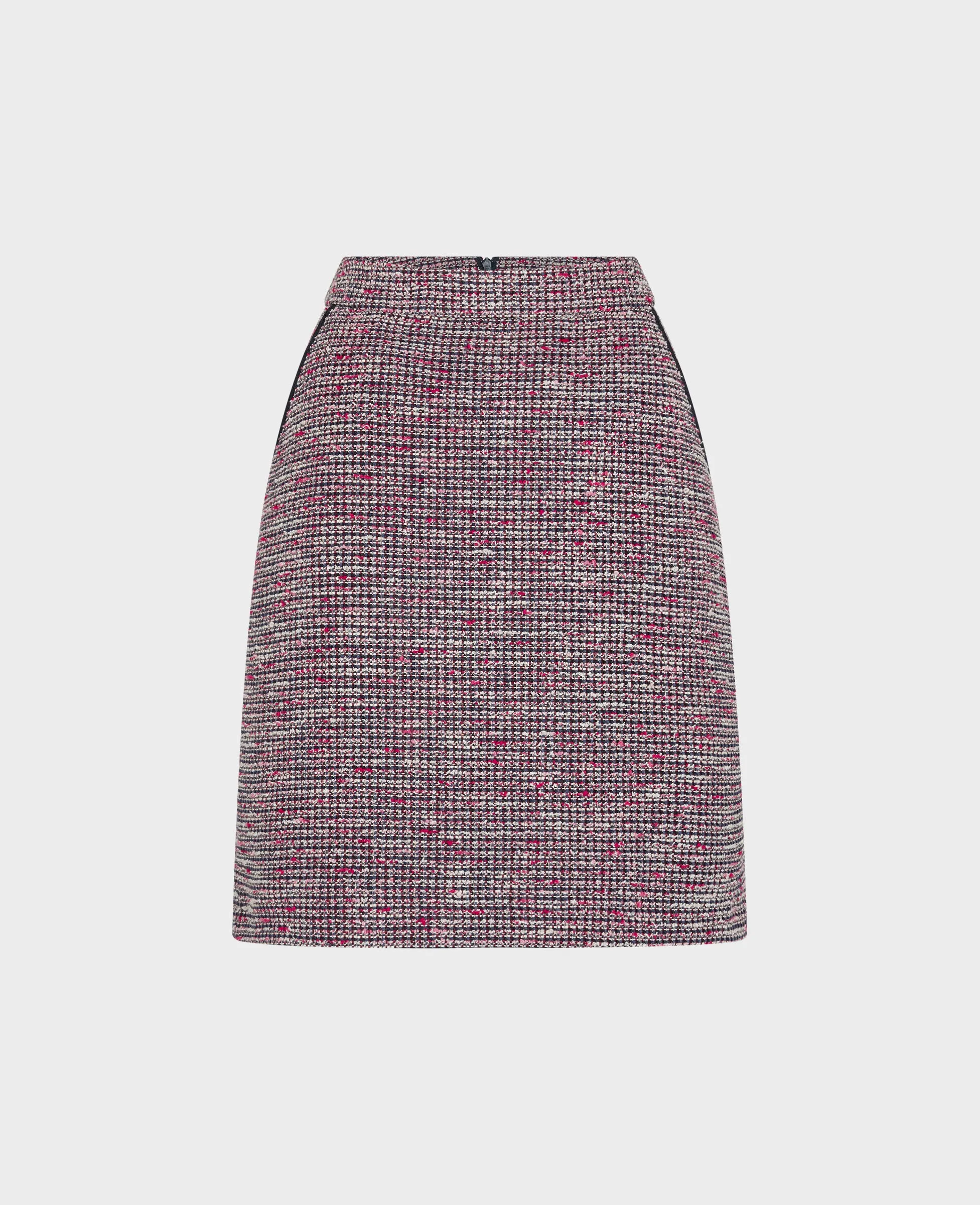 Cotton Blend Tweed A-Line Skirt