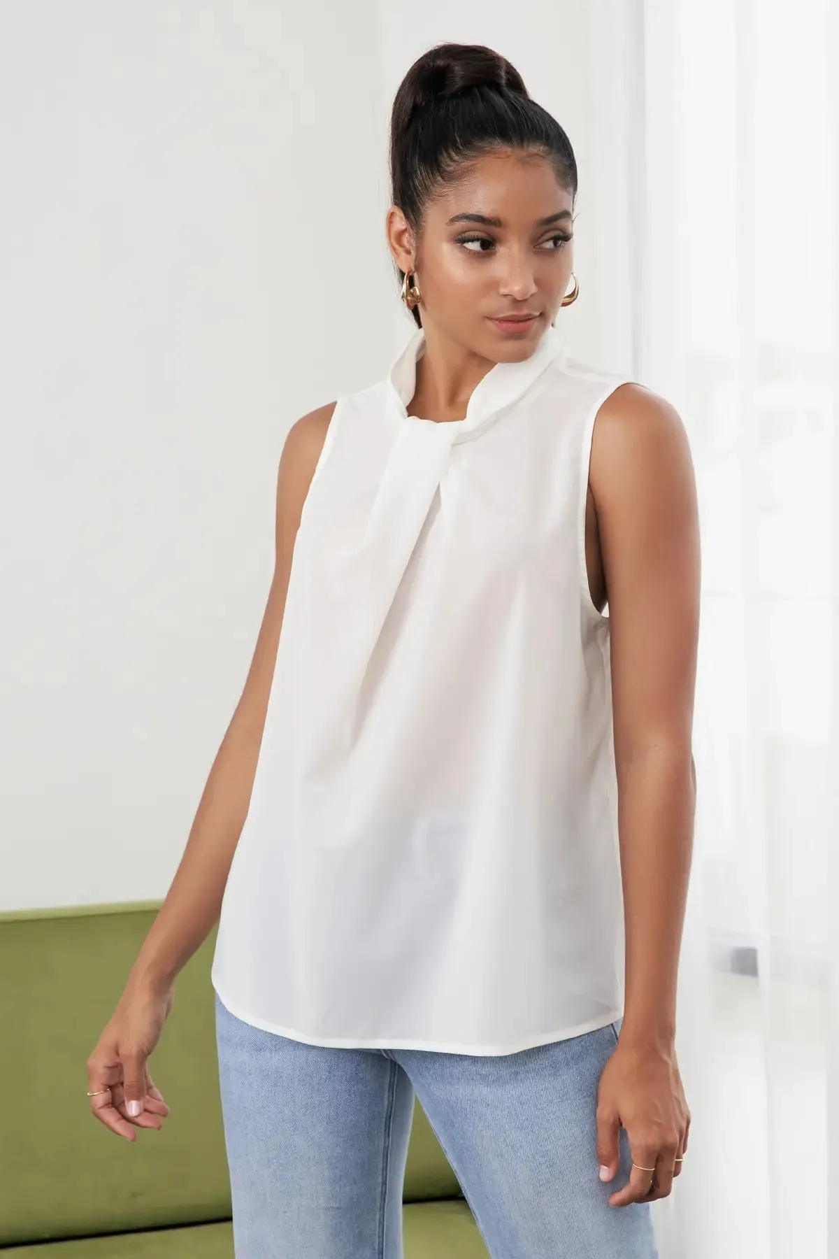 Cut Out Button Back Top