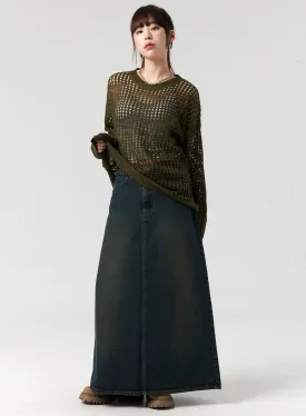 Denim A-Line Maxi Skirt CL327