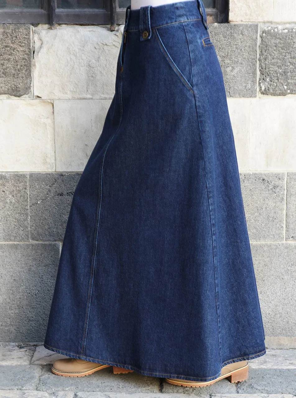 Denim A-Line Maxi Skirt