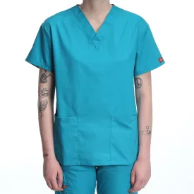 Dickies Women's Two Pocket V-Neck Scrub Top - Teal