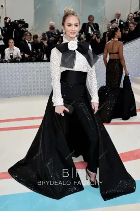 Emily Blunt 2023 Met Gala Lace Sequin Jumpsuit with Overskirt