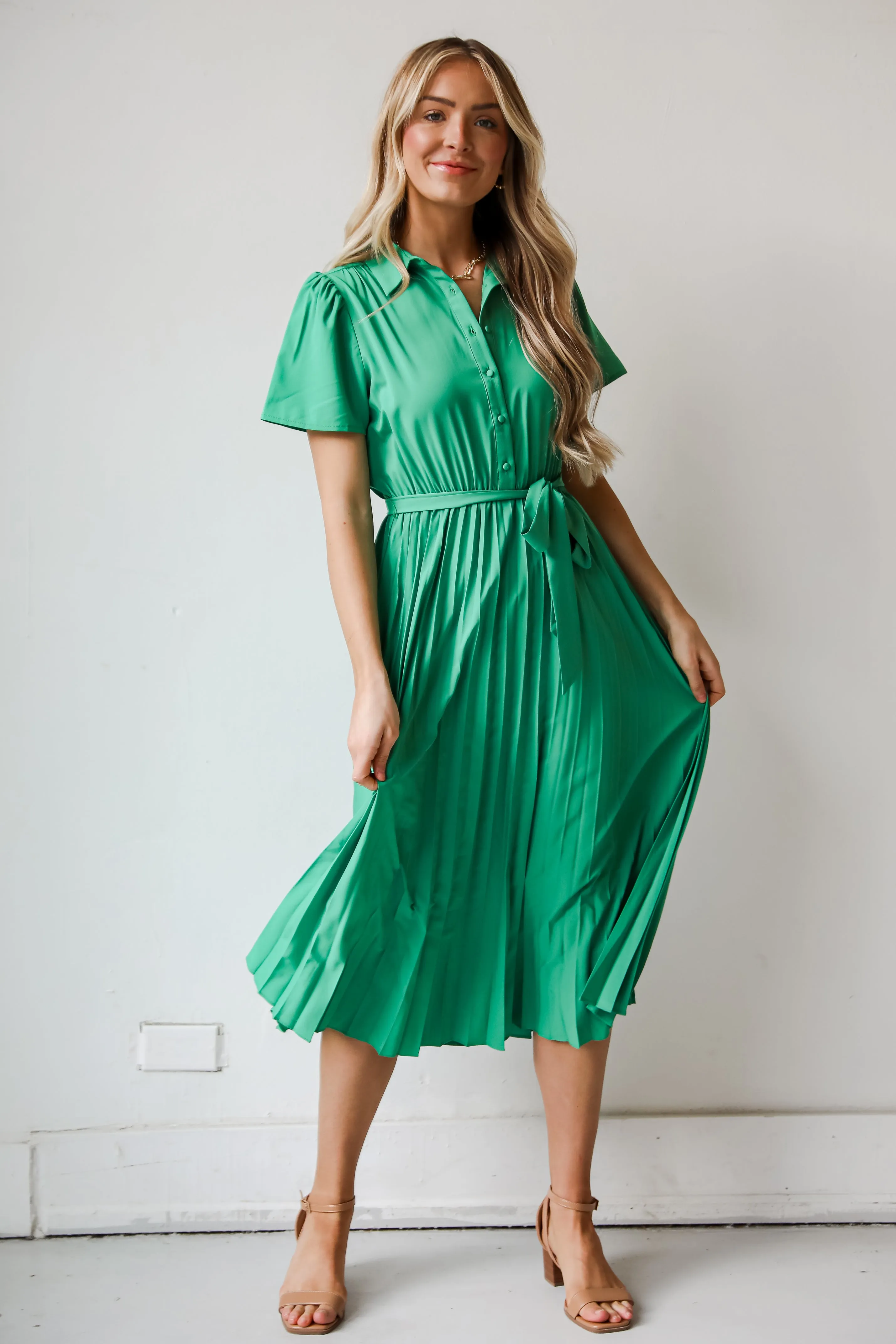 FINAL SALE - Desirable Date Pleated Midi Dress