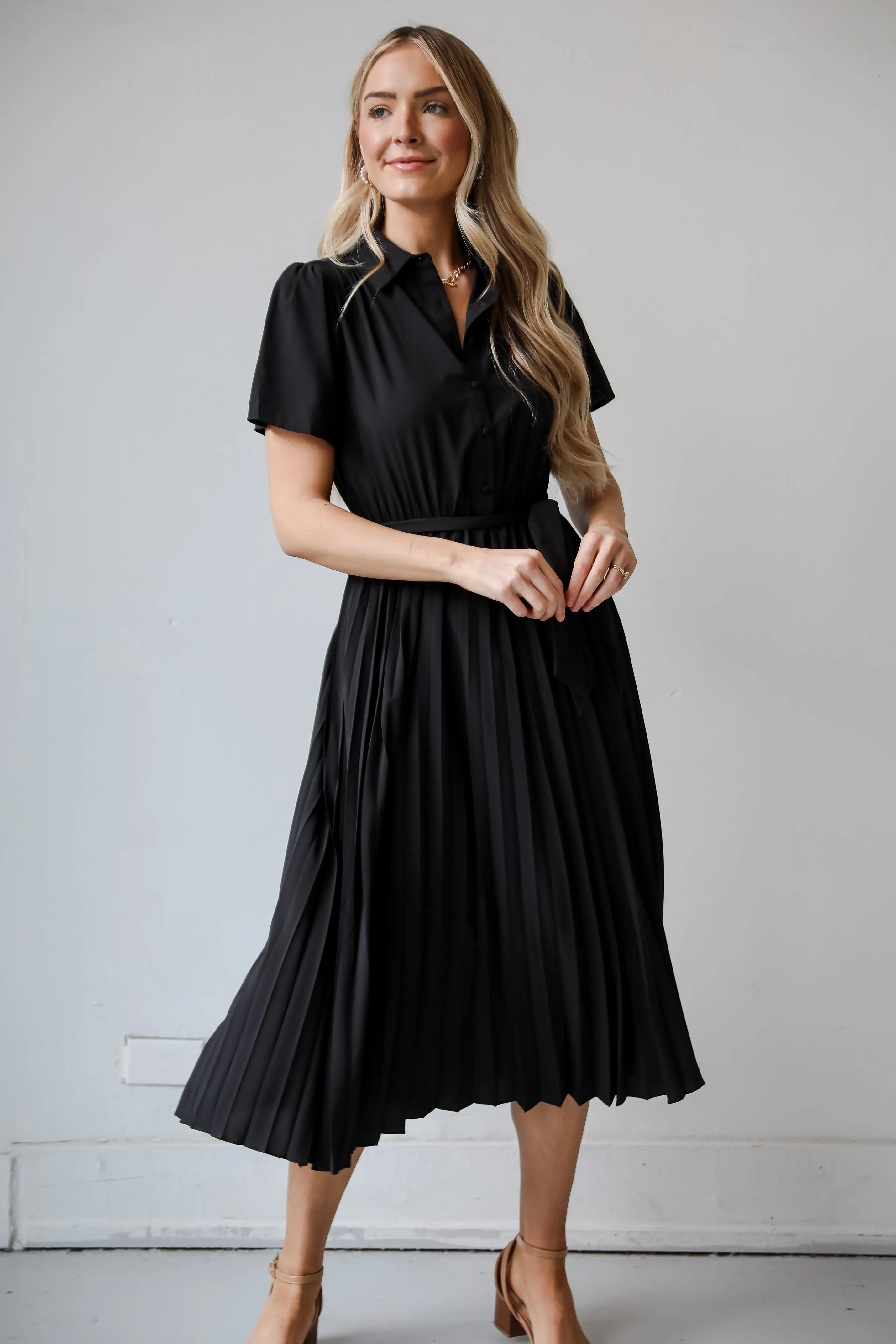 FINAL SALE - Desirable Date Pleated Midi Dress