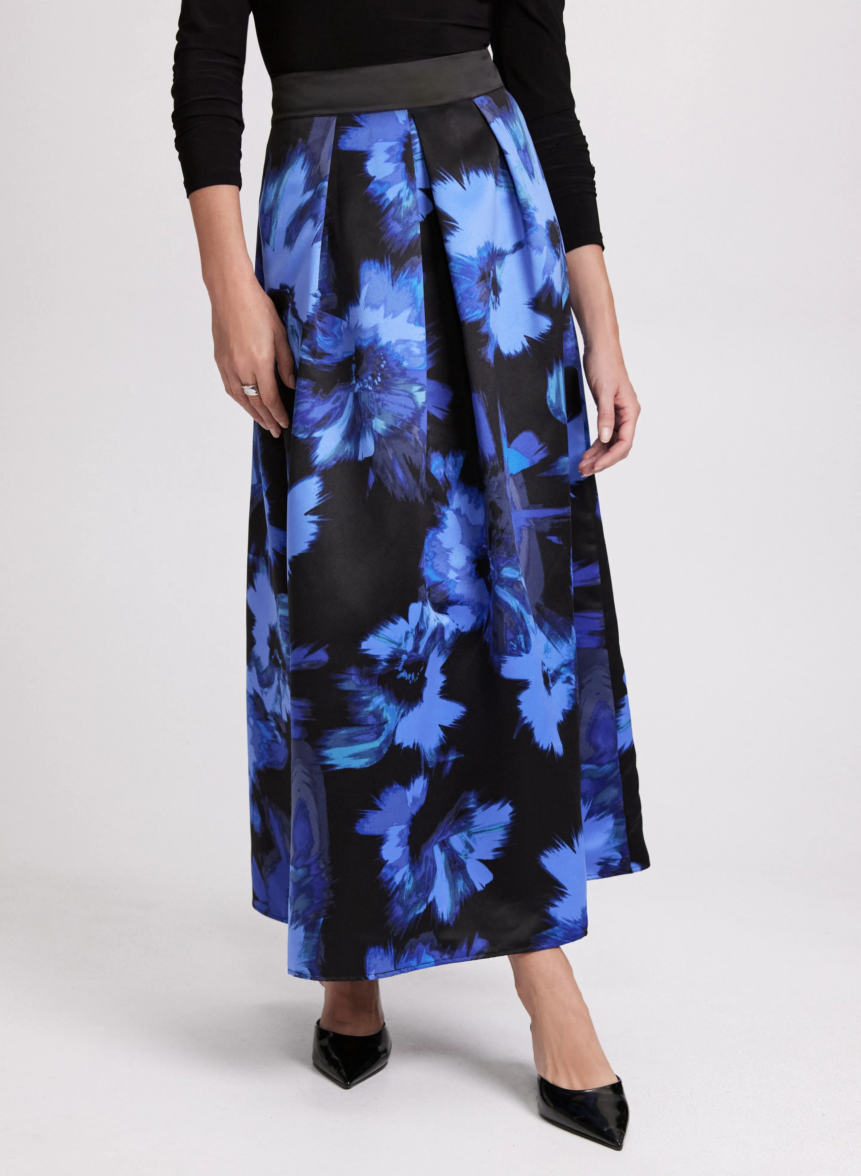 Floral Box Pleat Maxi Skirt