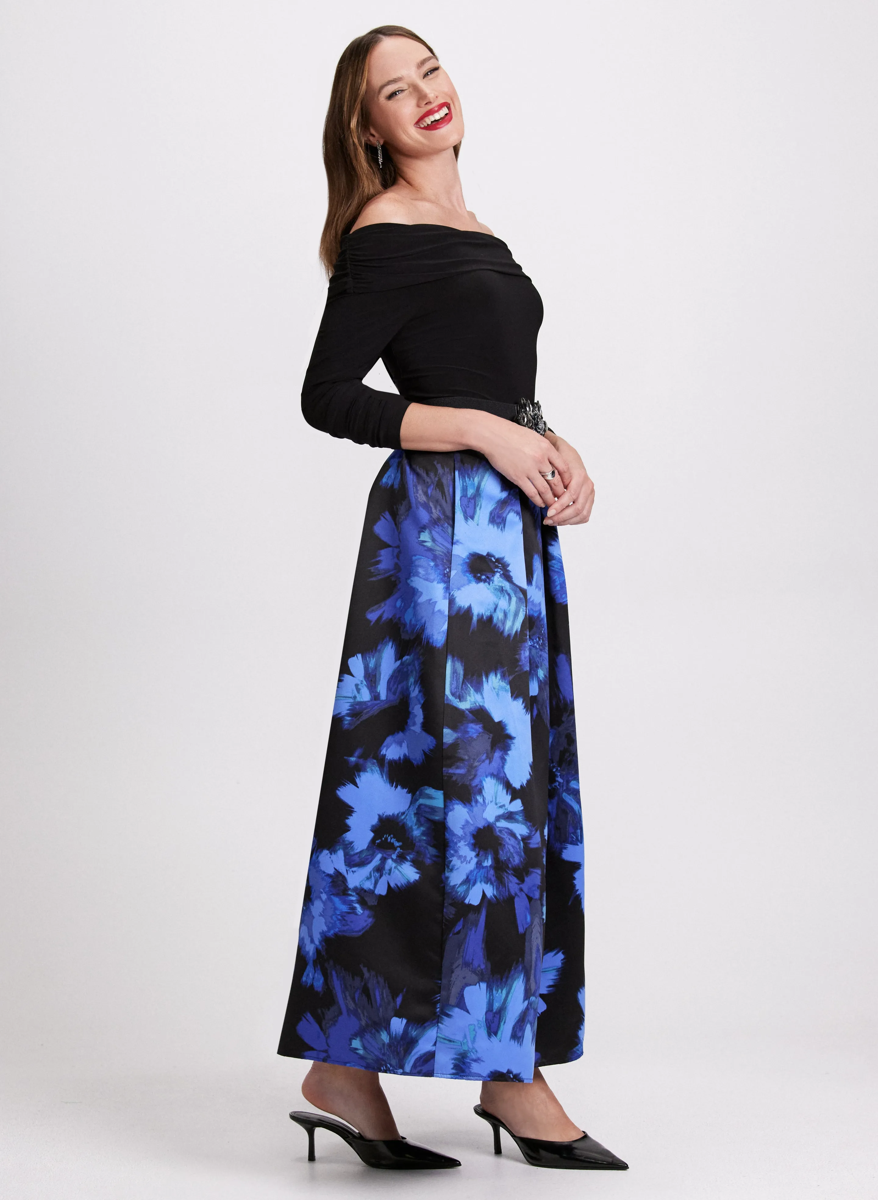 Floral Box Pleat Maxi Skirt