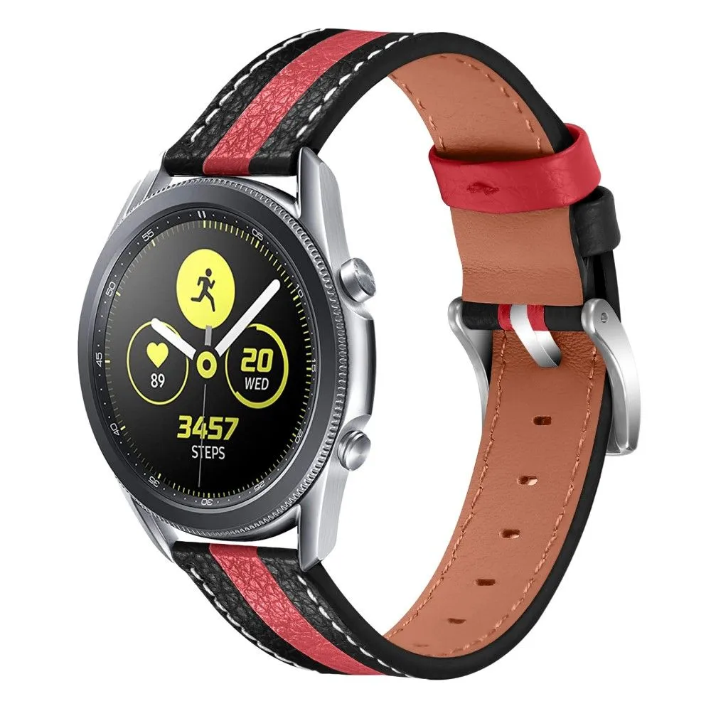 Garmin Vivomove Luxe color splice cowhide leather watch strap - Black / Red