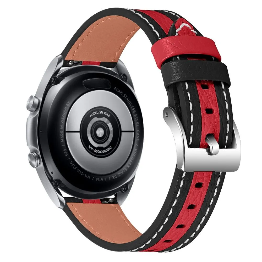 Garmin Vivomove Luxe color splice cowhide leather watch strap - Black / Red