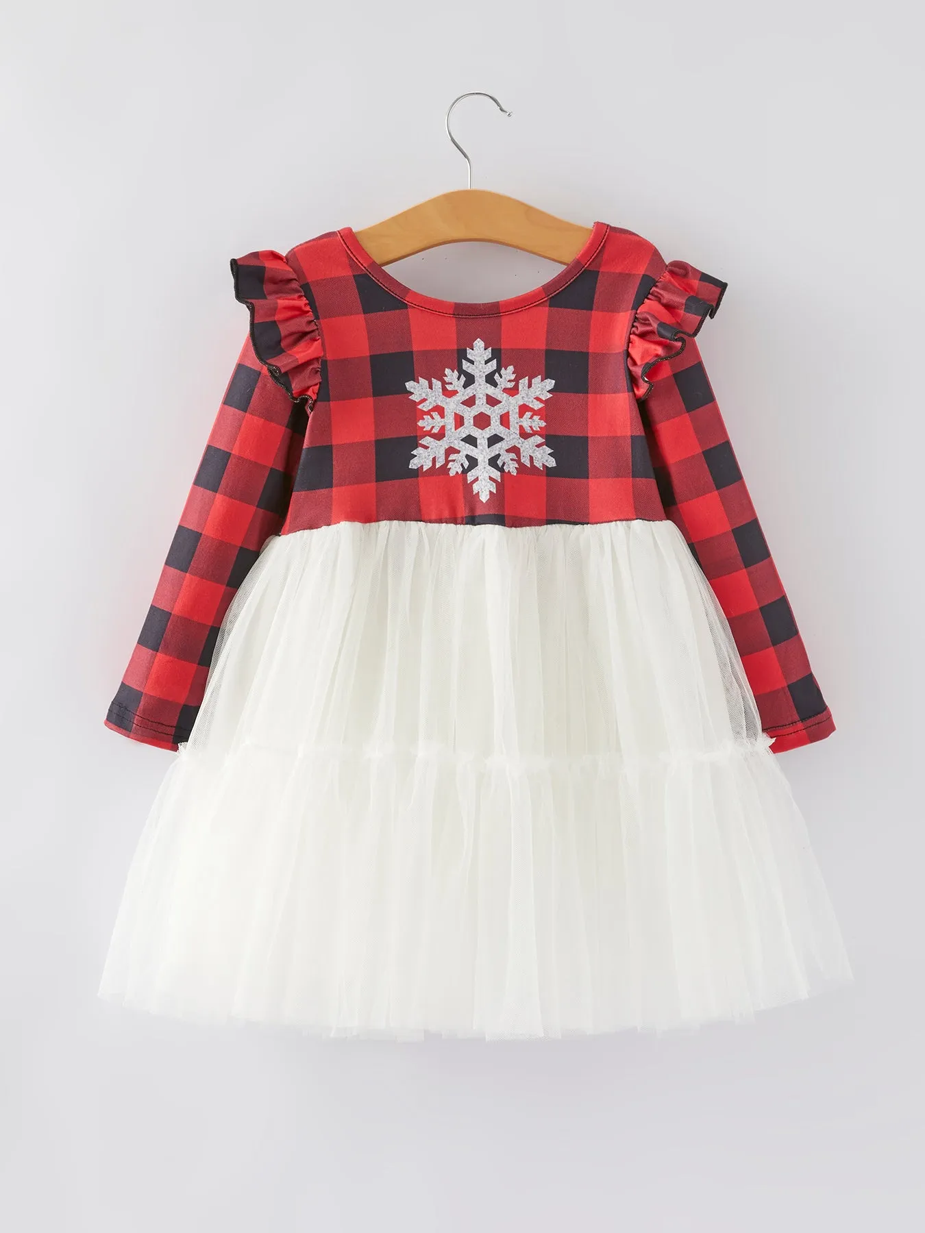 Girls Christmas Red Plaid Tutu Skirt