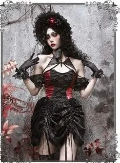 Gothic Burlesque Corset Dress With Accessories