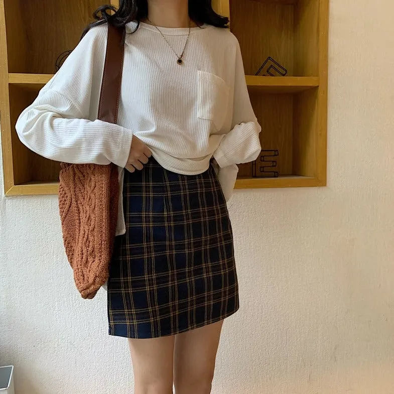 High-Waisted Skirt With Plaid Pattern