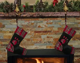 Holiday Tartan Paw Applique Stocking