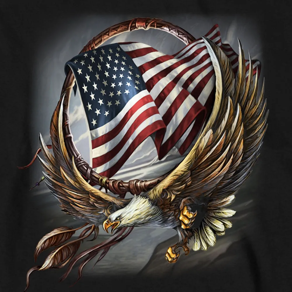 Hot Leathers GMS2427 Men’s ‘Hoop Eagle’ Long Sleeve Black T-Shirt