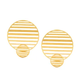 HSU Flowing Sterling Silver Gold-Plated Flowing double-circle Earrings