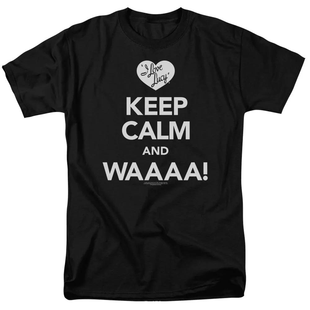 I Love Lucy Keep Calm Waaa Mens T Shirt Black