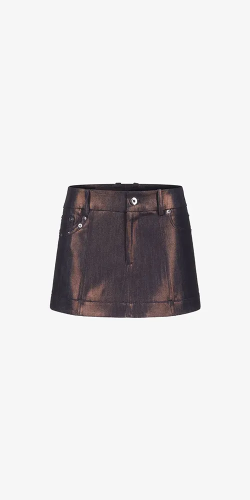 Indigo Bronze A-Line Mini Skirt