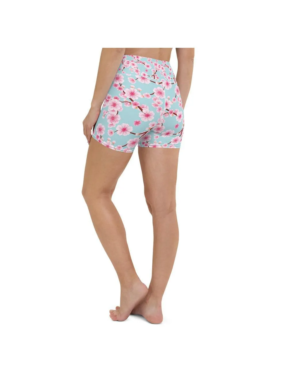 Japanese Cherry Blossom Yoga Shorts