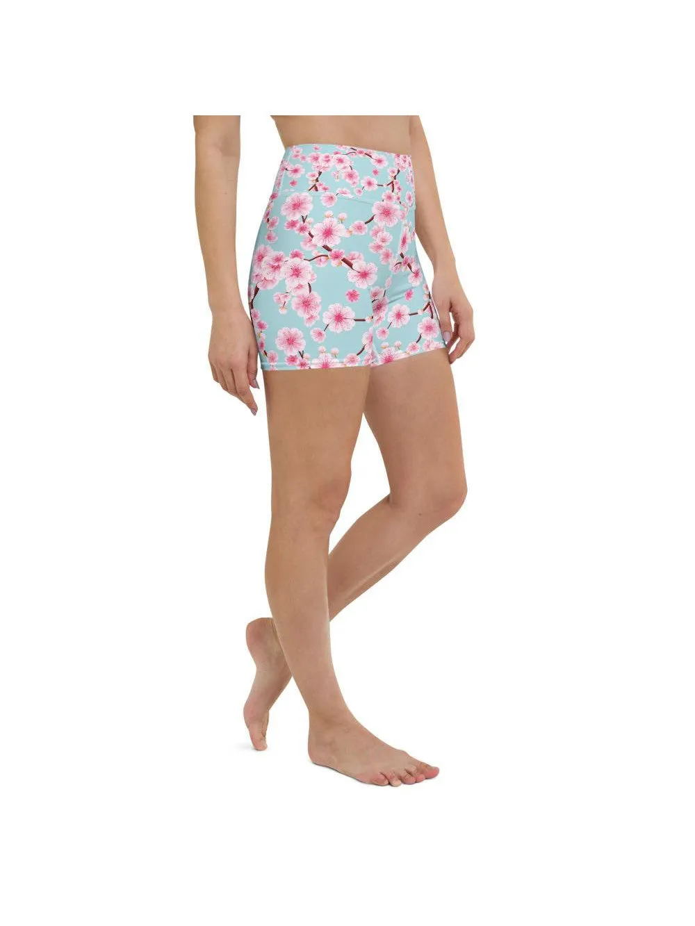 Japanese Cherry Blossom Yoga Shorts