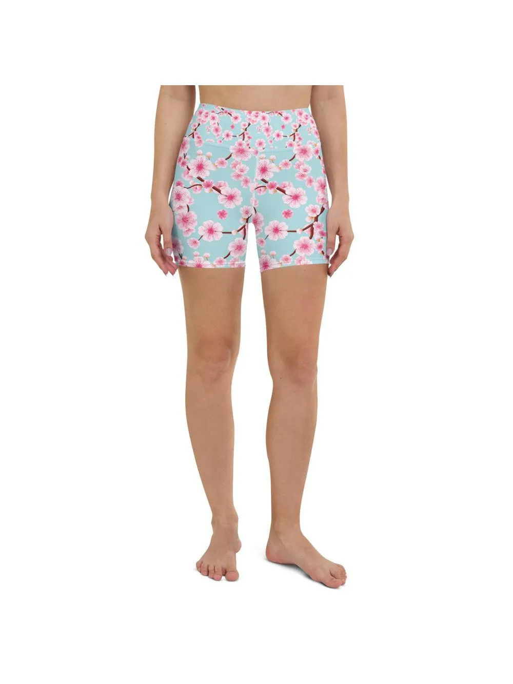 Japanese Cherry Blossom Yoga Shorts