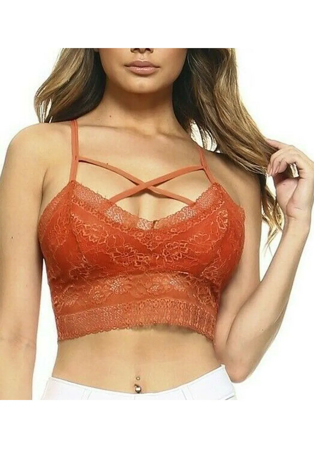 Lace Front Criss Cross Bralette