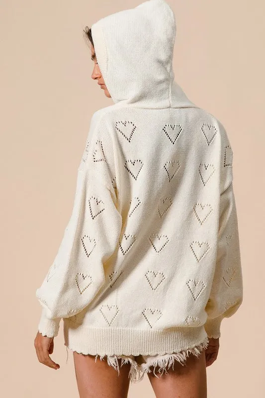 Long Sleeve Heart Hoodie Sweater