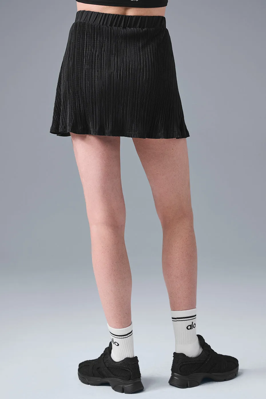 Micro Plisse Tennis Skirt - Black