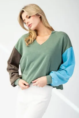 Mineral Washed Color Block Top