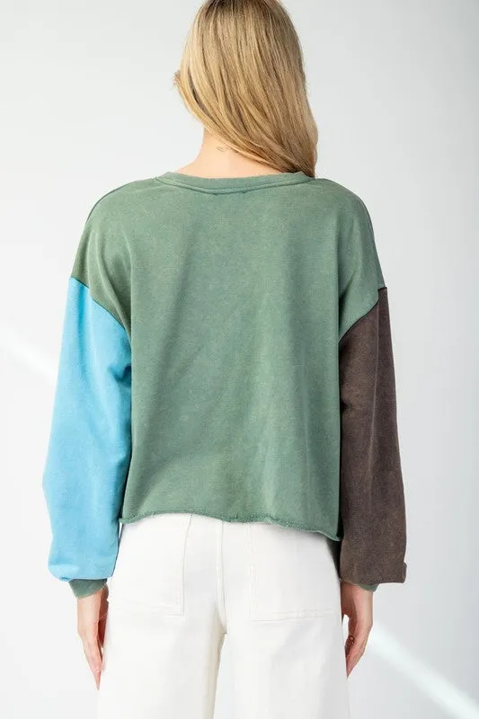 Mineral Washed Color Block Top