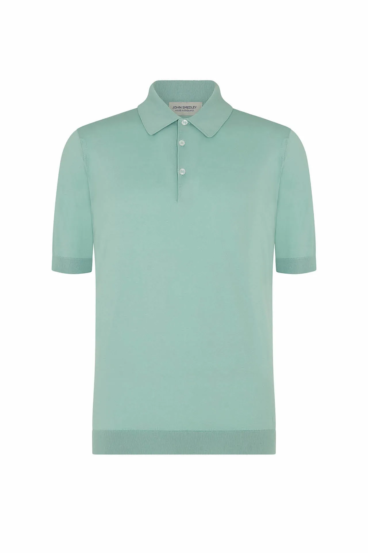 Mint Green Merino/Cotton Short Sleeve Polo Neck Knitwear